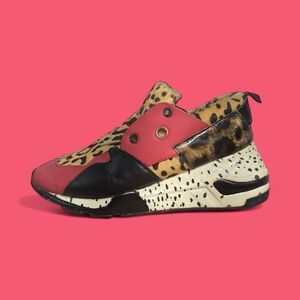 Steve Madden Leopard Cow Hair and Leather Sneakers sz 5.5